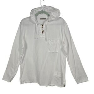 Cotton Natural White Gauze Boho Hoodie Woman Small Toggle Button Frayed Trim
